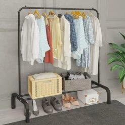 Multi-functional Heavy Single pole Black Cloth Rack